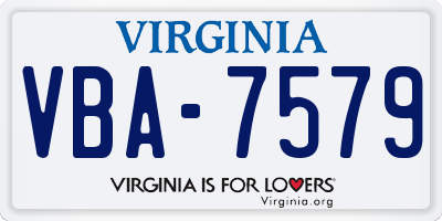 VA license plate VBA7579
