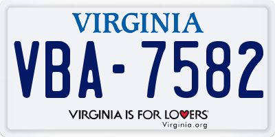VA license plate VBA7582