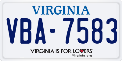 VA license plate VBA7583