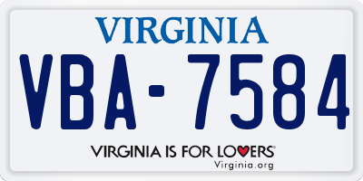 VA license plate VBA7584