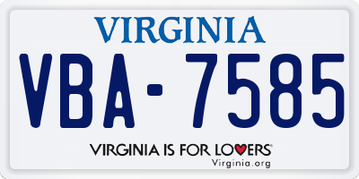 VA license plate VBA7585