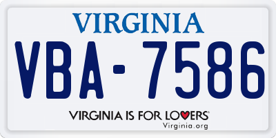 VA license plate VBA7586