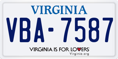 VA license plate VBA7587