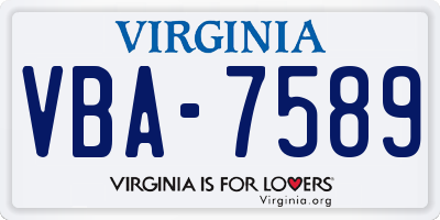 VA license plate VBA7589