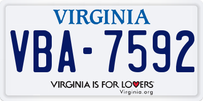 VA license plate VBA7592