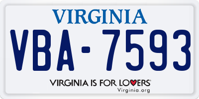VA license plate VBA7593