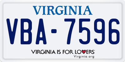 VA license plate VBA7596
