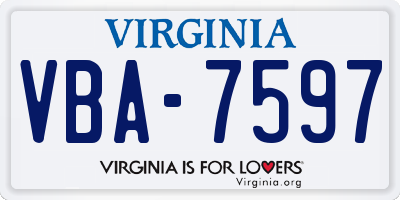 VA license plate VBA7597