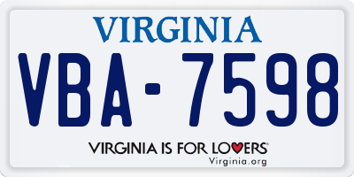 VA license plate VBA7598