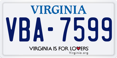 VA license plate VBA7599