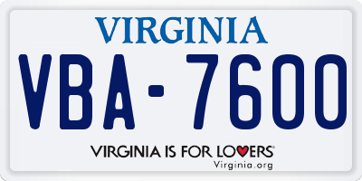 VA license plate VBA7600