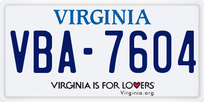 VA license plate VBA7604