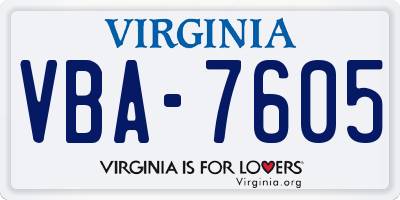 VA license plate VBA7605