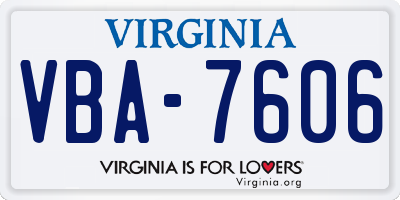 VA license plate VBA7606