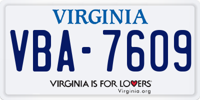 VA license plate VBA7609