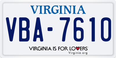 VA license plate VBA7610