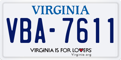 VA license plate VBA7611