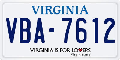 VA license plate VBA7612