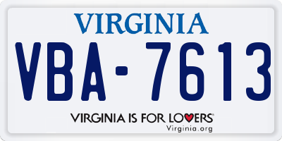 VA license plate VBA7613