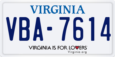 VA license plate VBA7614
