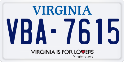 VA license plate VBA7615