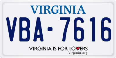 VA license plate VBA7616