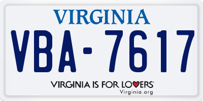 VA license plate VBA7617