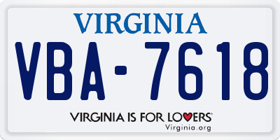 VA license plate VBA7618