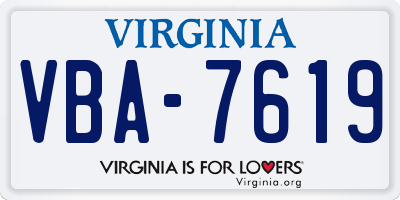 VA license plate VBA7619