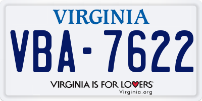 VA license plate VBA7622