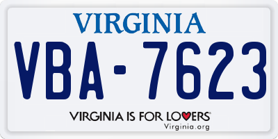 VA license plate VBA7623
