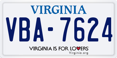 VA license plate VBA7624