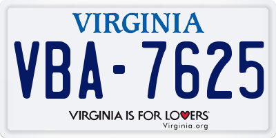 VA license plate VBA7625