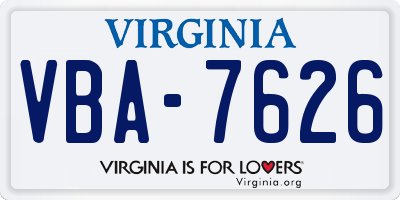 VA license plate VBA7626