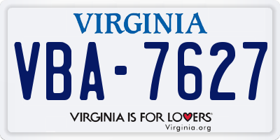 VA license plate VBA7627