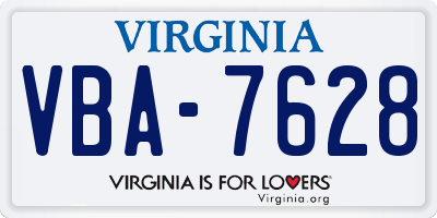 VA license plate VBA7628