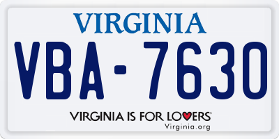 VA license plate VBA7630