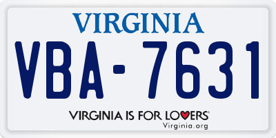 VA license plate VBA7631