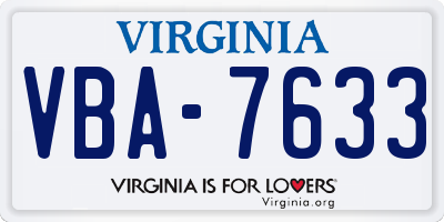 VA license plate VBA7633