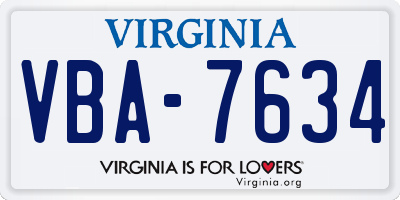 VA license plate VBA7634