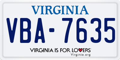 VA license plate VBA7635