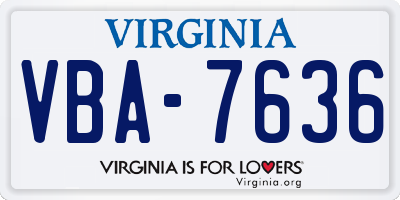 VA license plate VBA7636