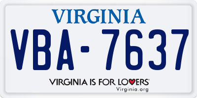 VA license plate VBA7637