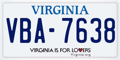 VA license plate VBA7638