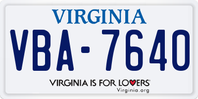 VA license plate VBA7640
