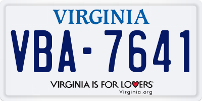 VA license plate VBA7641