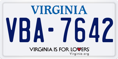 VA license plate VBA7642