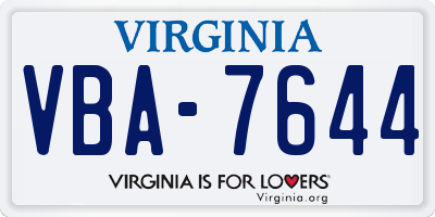 VA license plate VBA7644