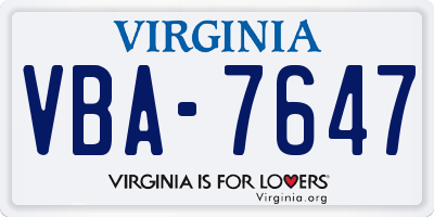VA license plate VBA7647