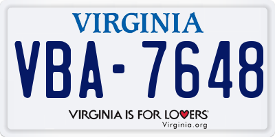 VA license plate VBA7648